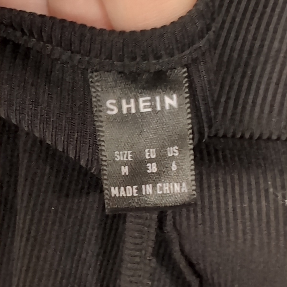 Shein Black Cropped Off-Shoulder Long Sleeve Tie-Back Top Size Medium - Picture 5 of 5